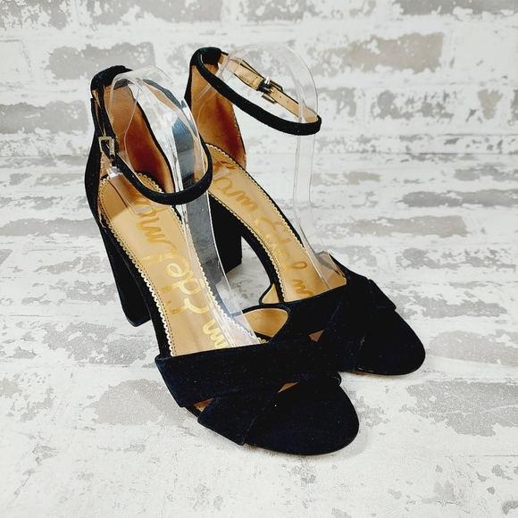 NEW Sam Edelman Yancy Black Heeled Ankle Strap Sandals H263 - Picture 4 of 13